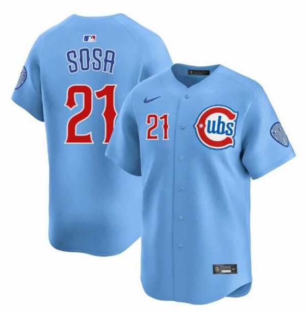 Mens Chicago Cubs #21 Sammy Sosa Blue 2024-25 2nd Alternate Limited Stitched Jersey Dzhi